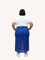 Gianna Stretch Lace Mermaid Maxi Skirt | Cobalt