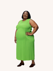 Jaya Pleated Dress | Reversible Lime/Sage Green