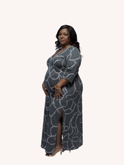 Maxi Dress with Side Slits | Abstract Stripes