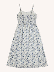 Strappy Gathered Midi Dress | Blue Floral