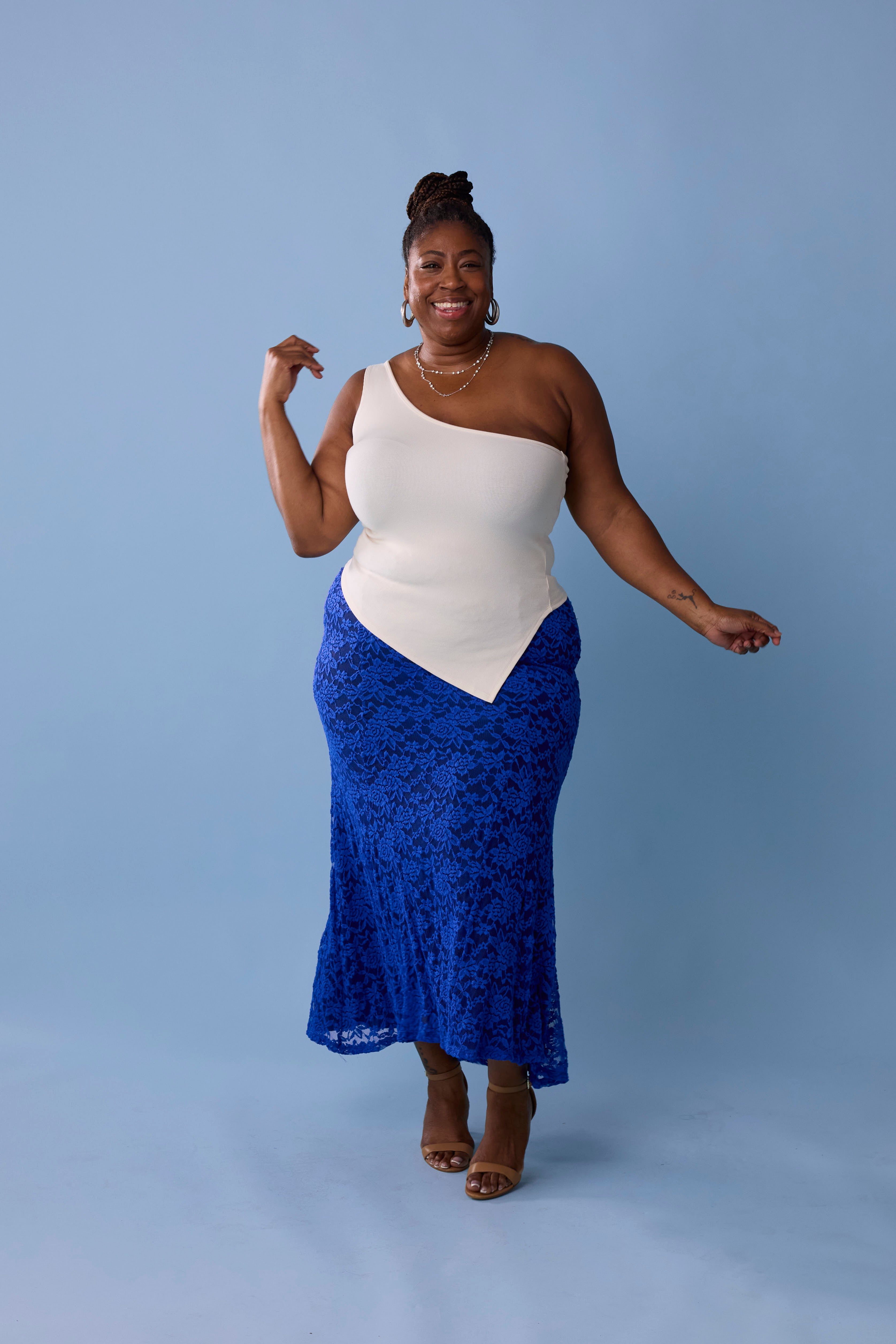 Gianna Stretch Lace Mermaid Maxi Skirt | Cobalt