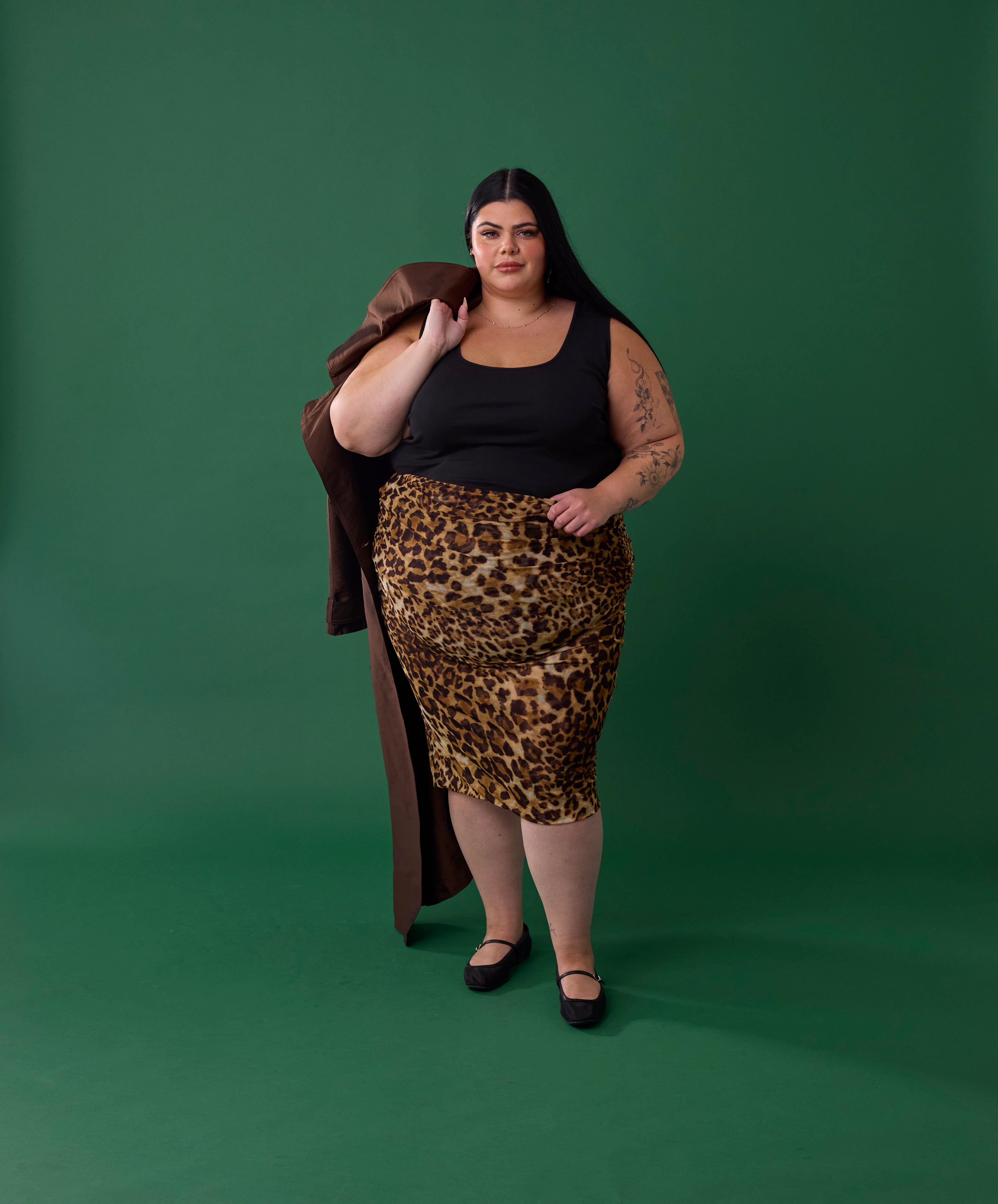 Deana Ruched Mesh Skirt | Fierce Leopard