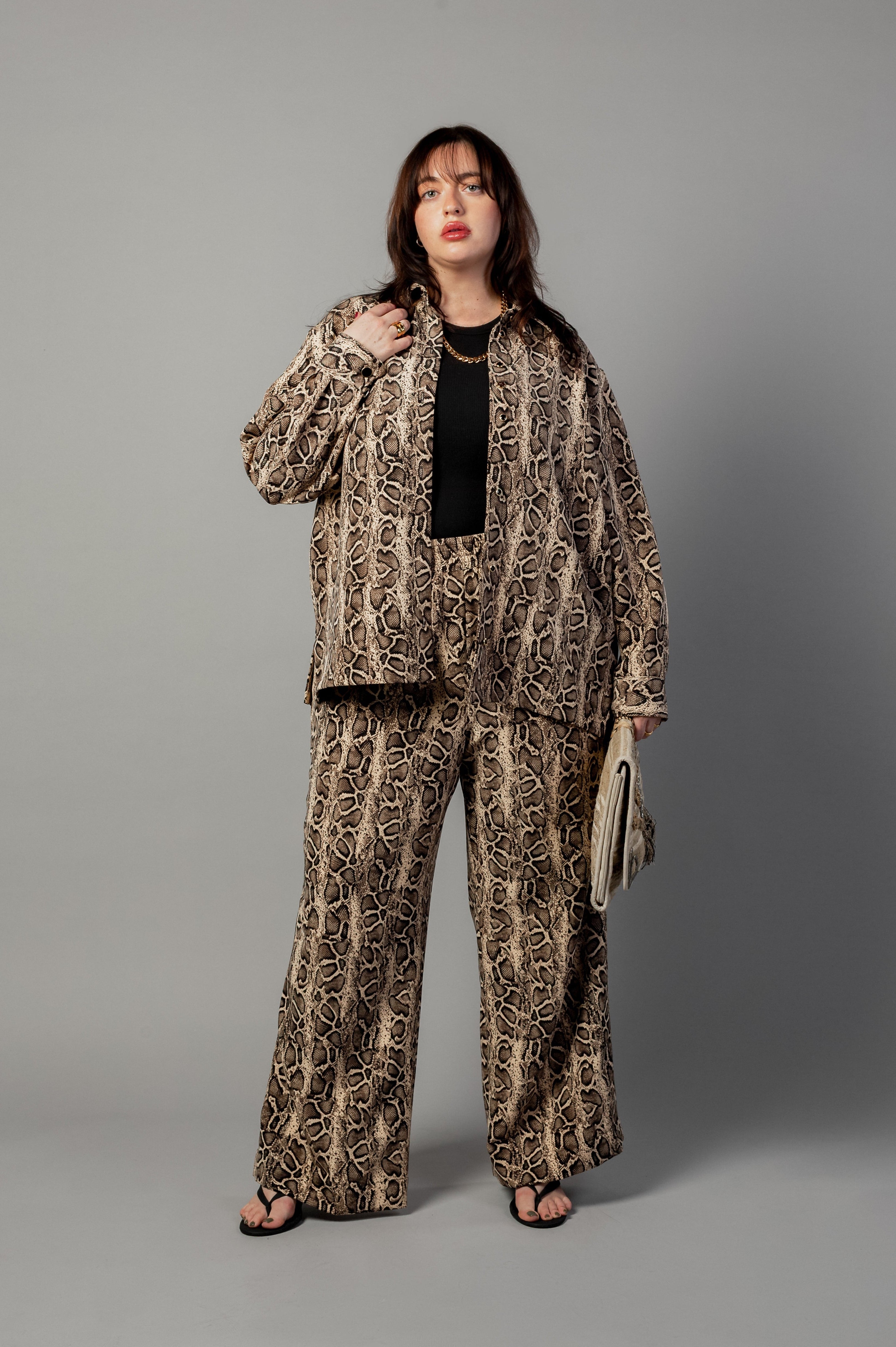 Riley Wide Pajama Style Pant | Leopard