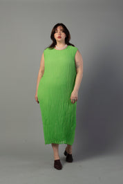 Jaya Pleated Dress | Reversible Lime/Sage Green