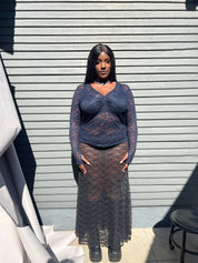 Gianna Stretch Lace Mermaid Maxi Skirt | Navy