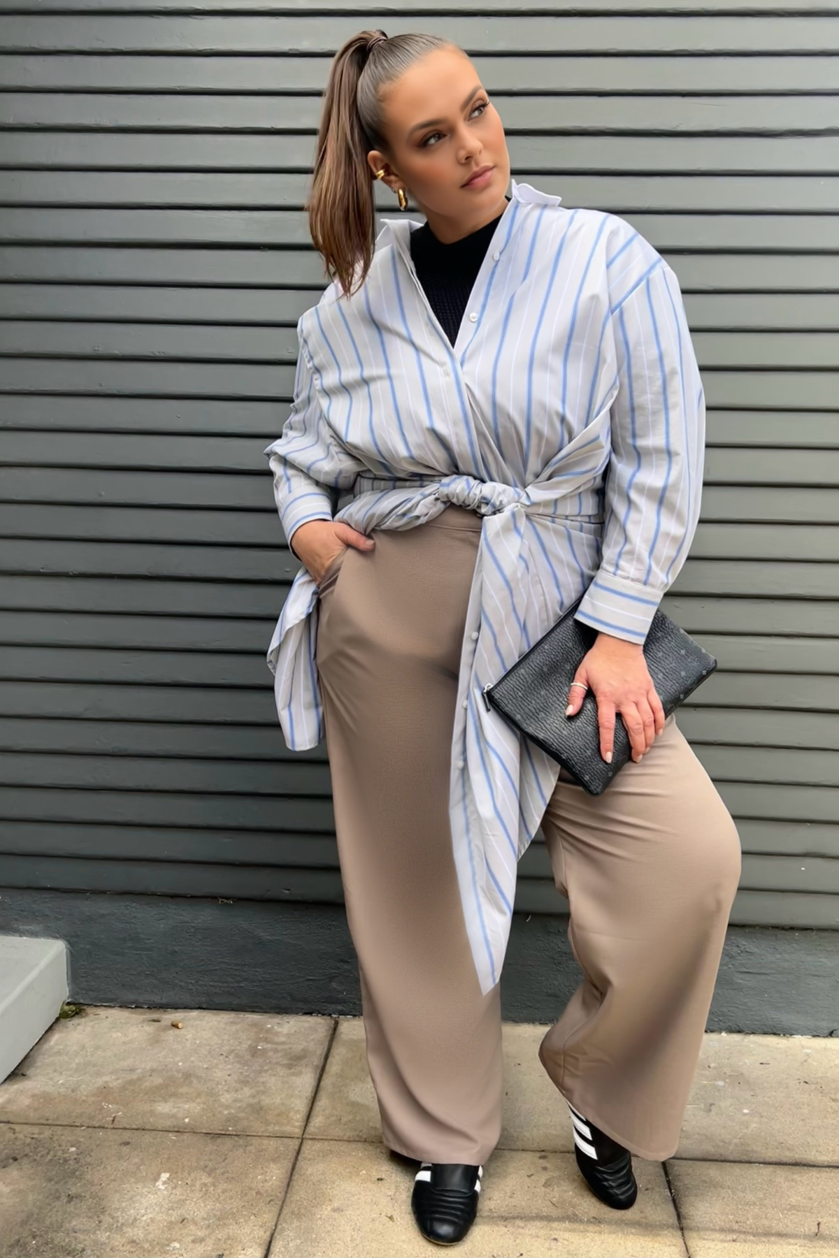 Mia Oversized Shirt Dress | Multi Stripe