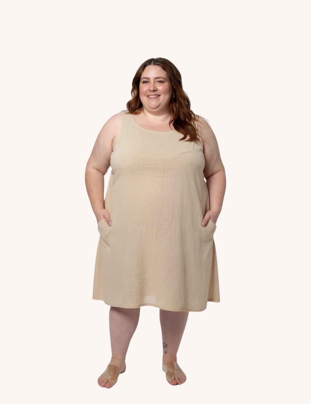 Model002_Front_02_reistor_hemp_short_dress_with_back_embroidered_lace_detail_neutral_beige_front_cropped.png