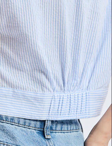 Oversized Crop Shirt in Classic Stripes Back