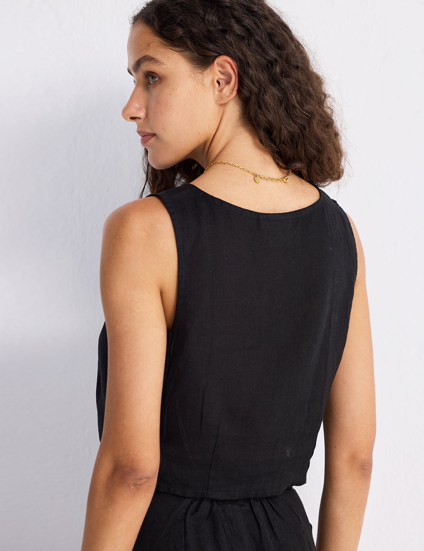 Boxy Crop Top in Black Medium Shot