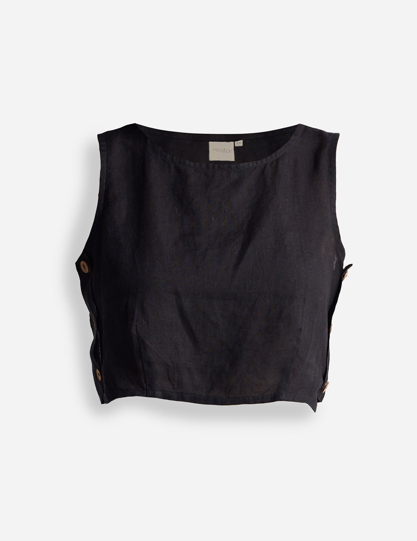 Boxy Crop Top in Black Flat Lay