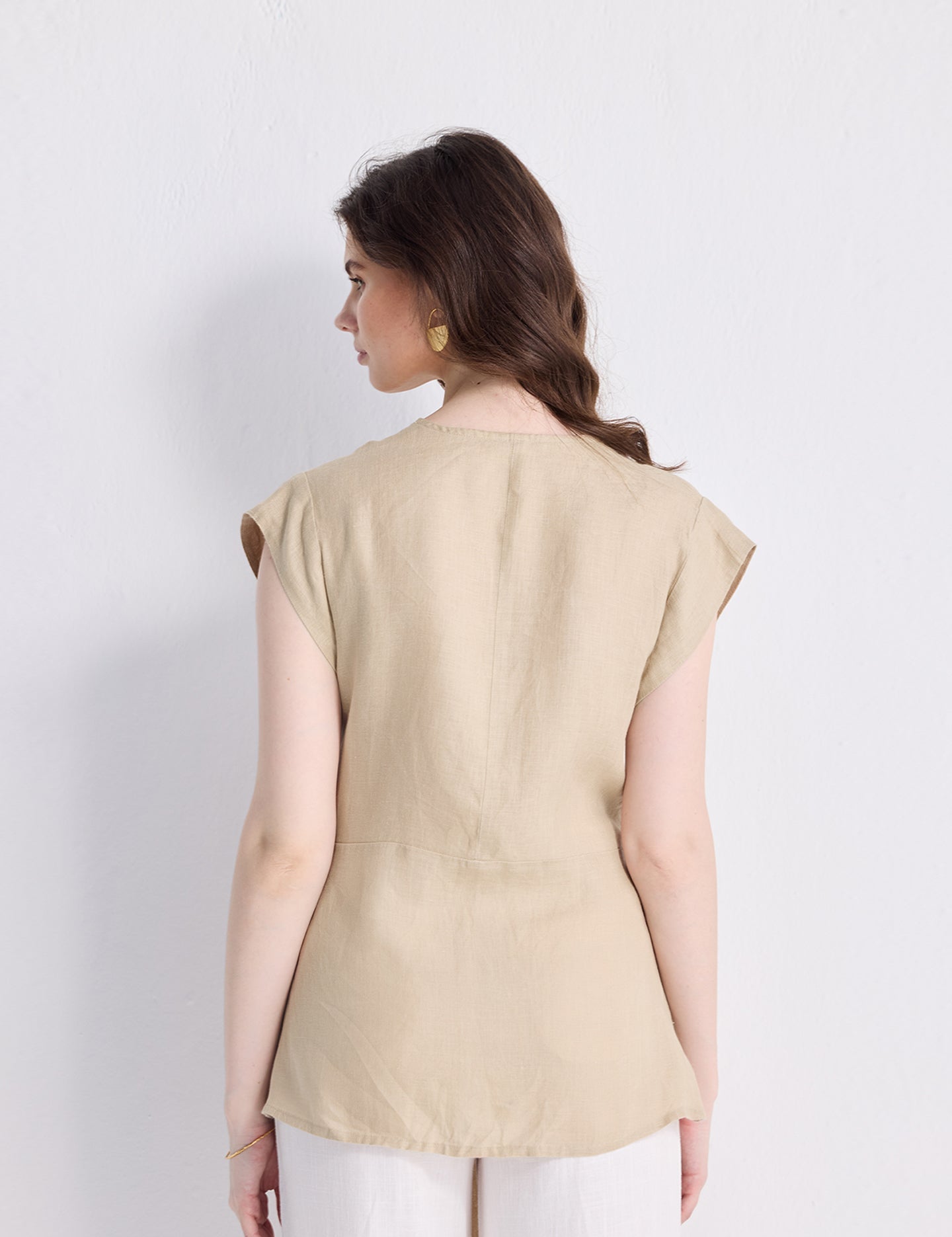 Power Moves Short Sleeve Top in Neutral Beige Medium Shot