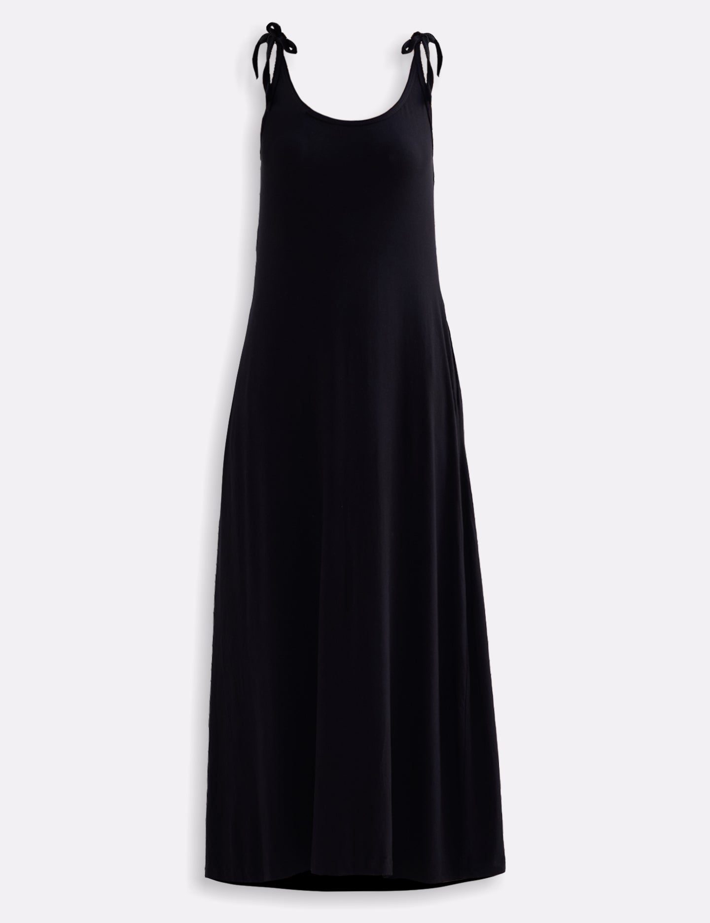Tie-Detail Maxi Dress in Black Flat Lay