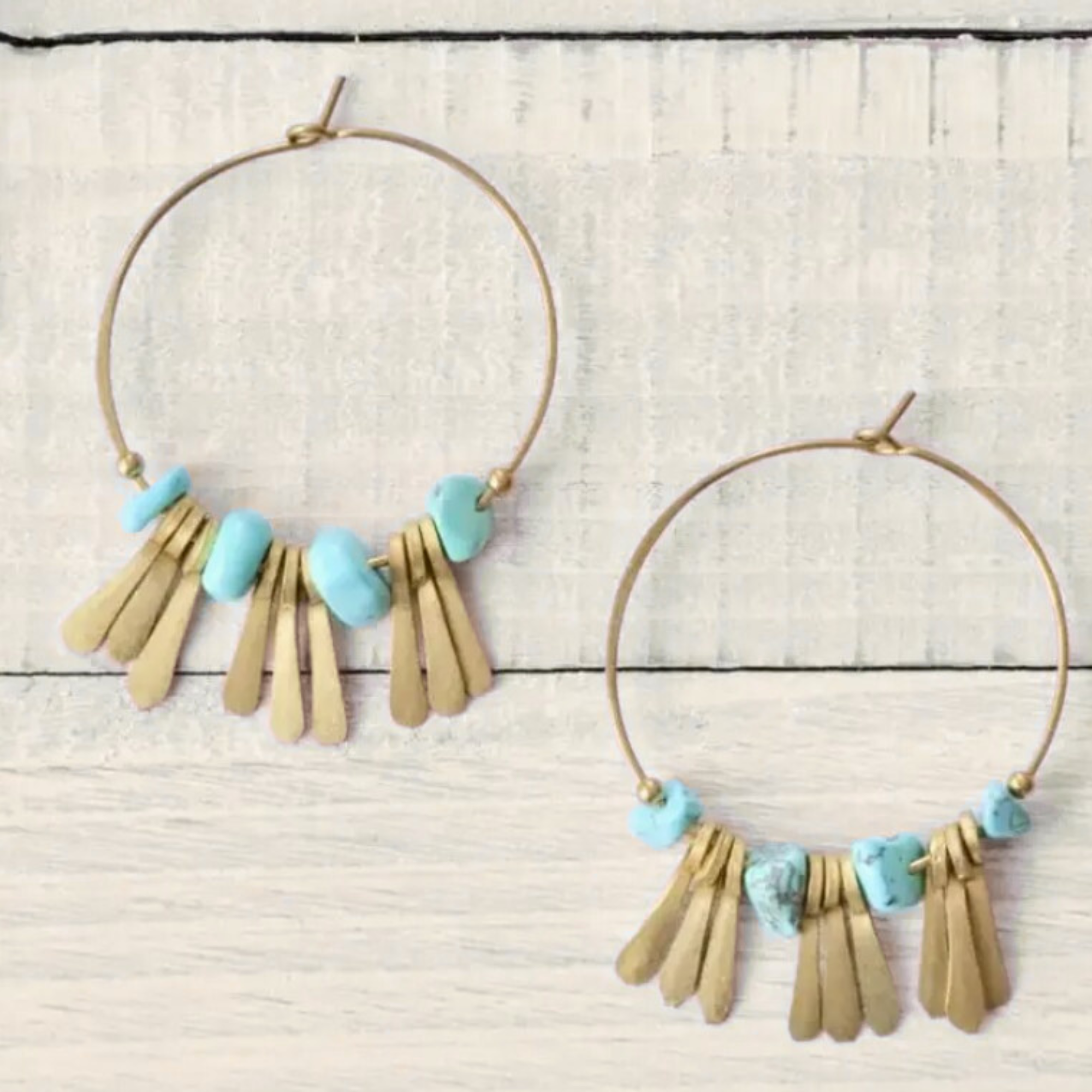 Sterling Silver Stone Fringe Earring | Turquoise