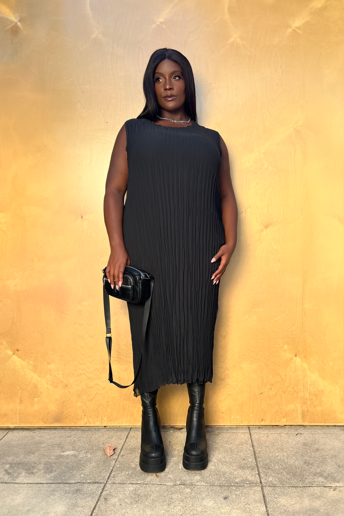 Jaya Pleated Dress | Black