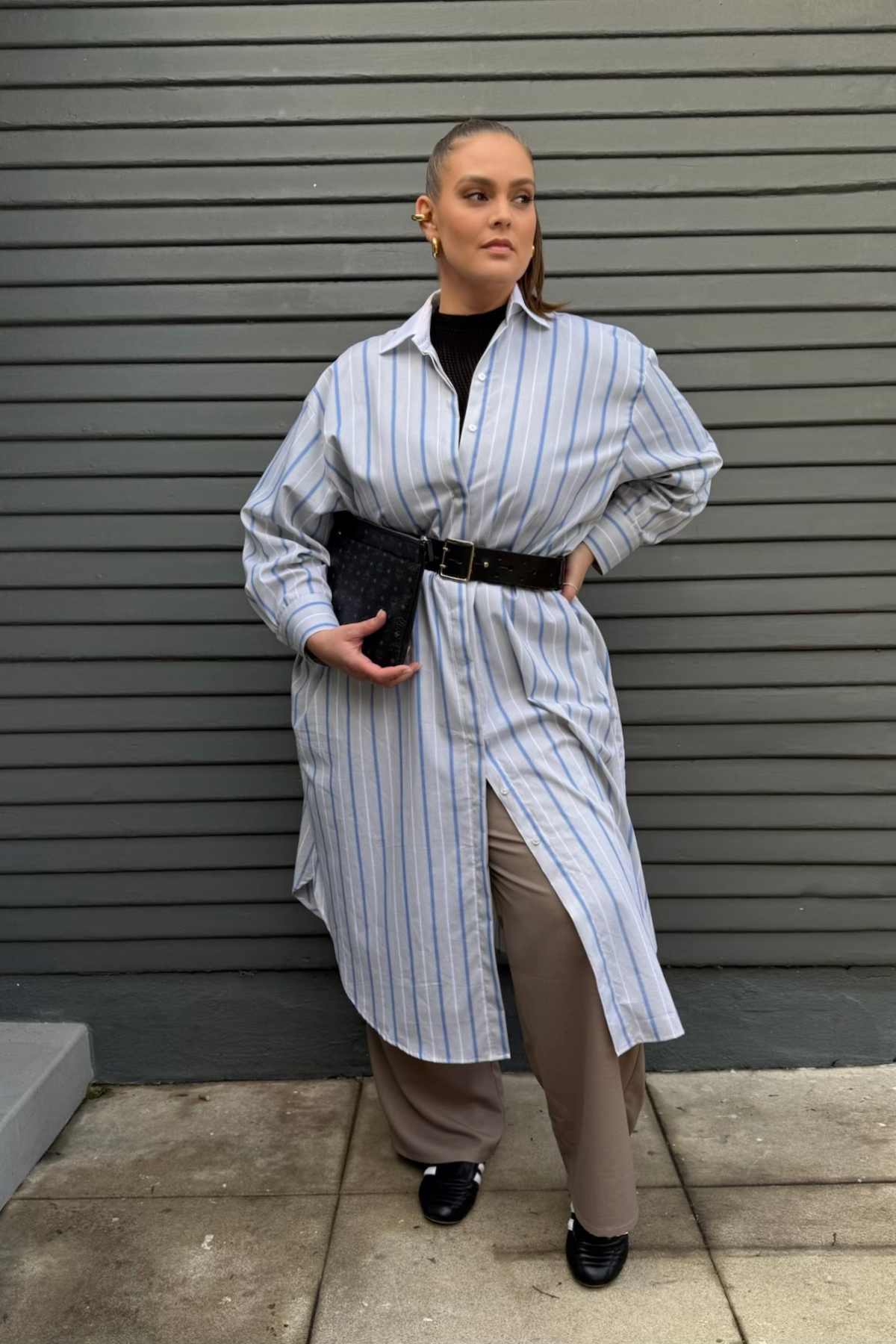 Mia Oversized Shirt Dress | Multi Stripe