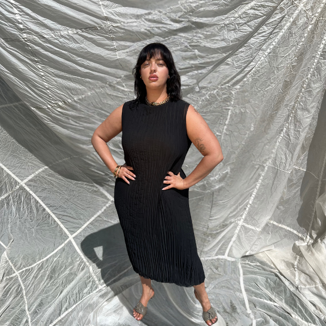 Jaya Pleated Dress | Black